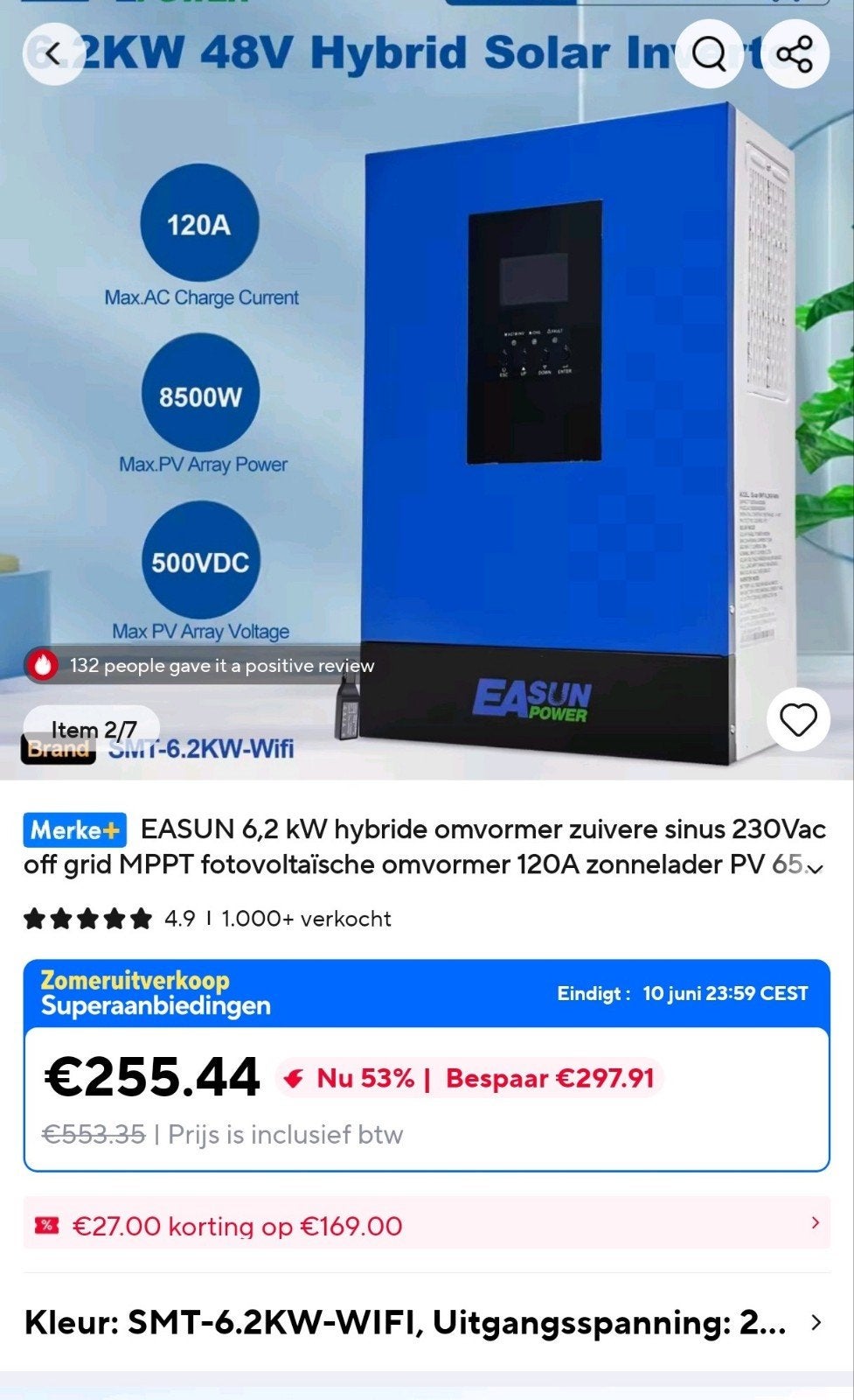 Easing hybride inverter nieuw, Doe-het-zelf en Bouw, Zonnepanelen en Toebehoren, Ophalen of Verzenden