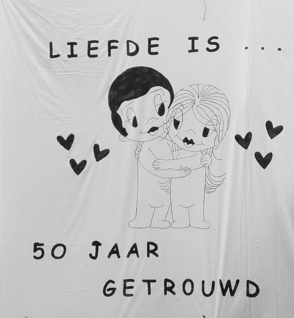 Spandoek 50 jaar getrouwd, Ophalen of Verzenden, Zo goed als nieuw