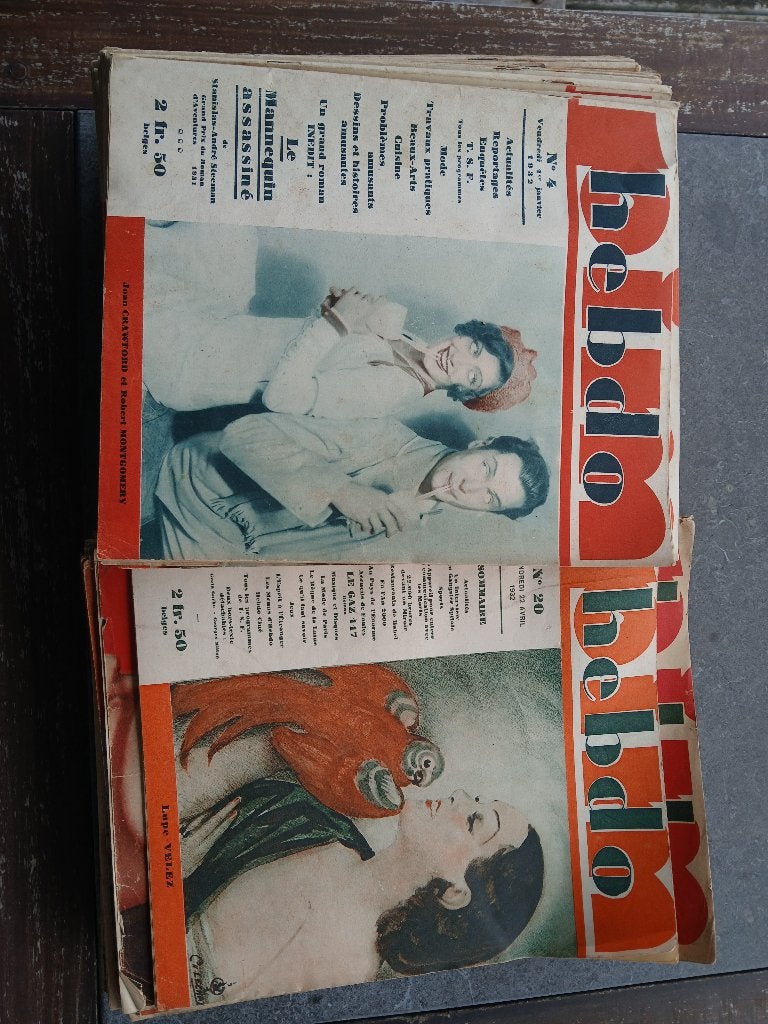 Lot de 64 magazines "hebdo" belge 1932-1934, Enlèvement, Utilisé