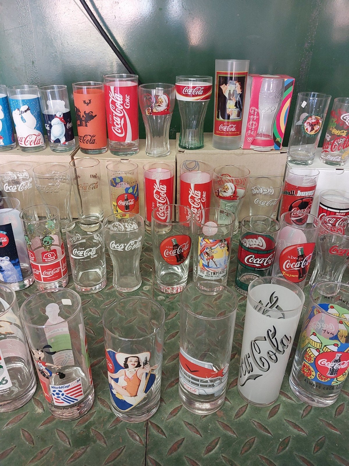 Grote collectie Coca-Cola glazen - Diverse uitvoeringen, Ophalen