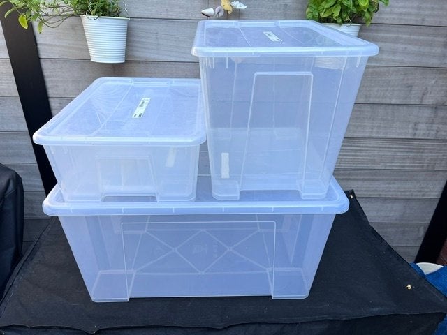 Ikea Samla - set van 3 opberboxen met deksel, Bricolage & Construction, Casiers & Boîtes, Utilisé, Enlèvement