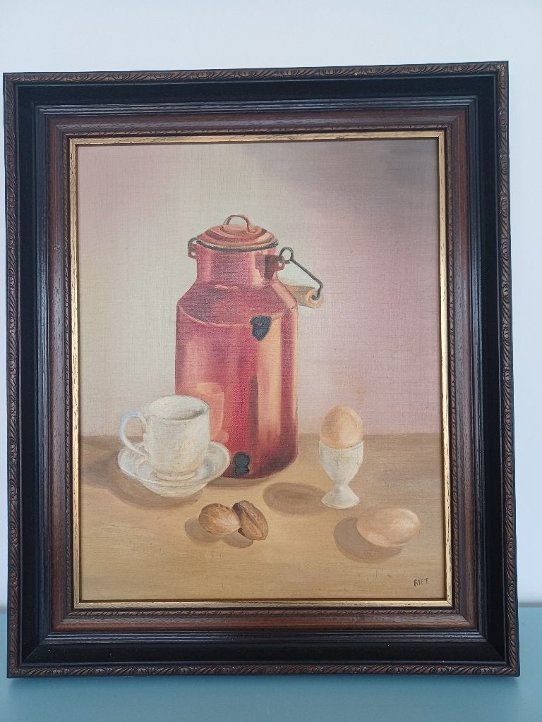 set van 3 schilderijen, Antiek en Kunst, Ophalen, Doek, Stilleven, Gesigneerd