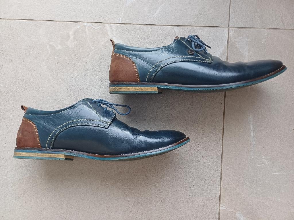 No Stress - lederen veterschoenen (mt 45), Kleding | Heren, Schoenen, Gedragen, Veterschoenen, Blauw, Ophalen of Verzenden