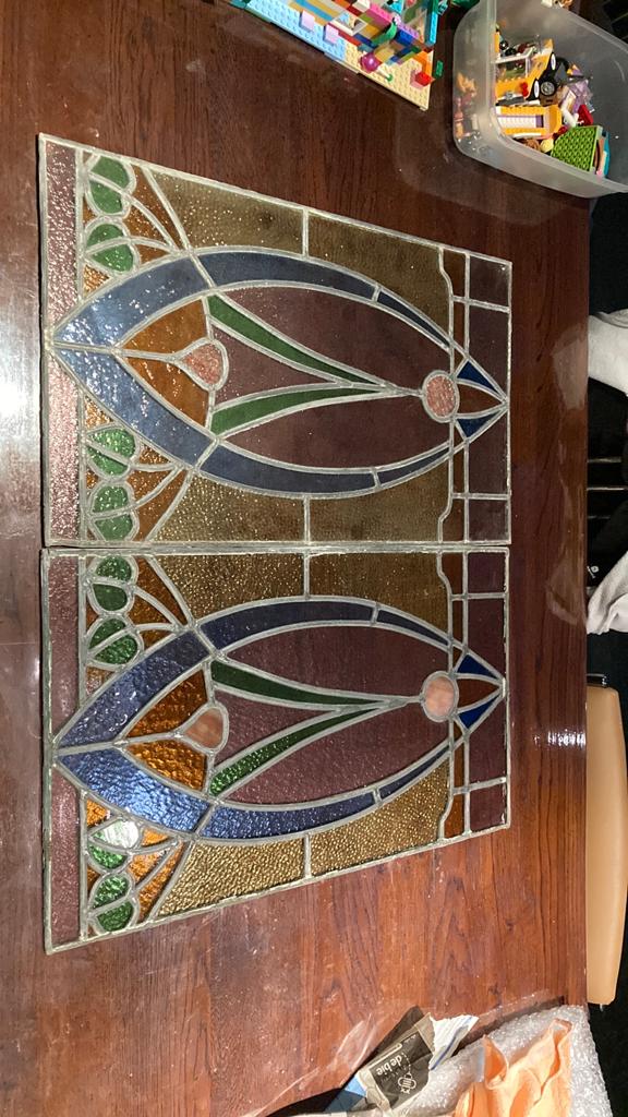 twee art nouveau glaramen., Enlèvement, Comme neuf