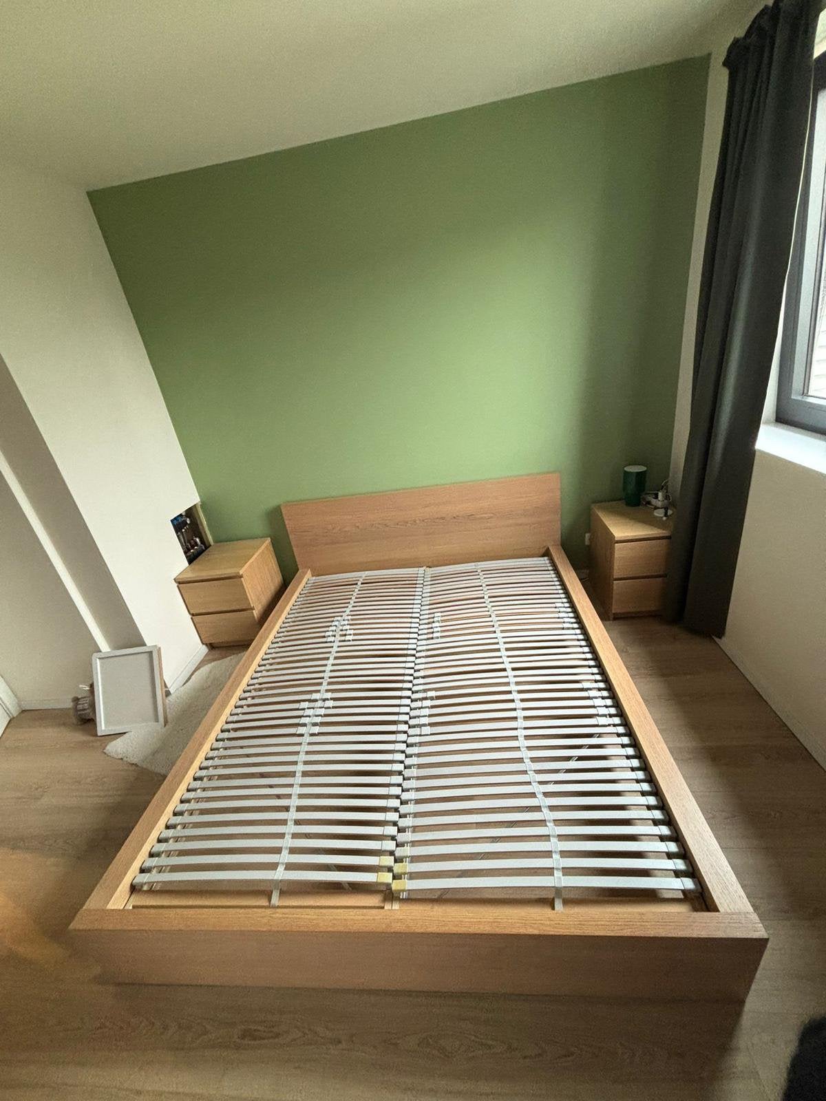 Ikea bed Malm 160x200 + lattenbodem, Enlèvement, Utilisé, Deux personnes