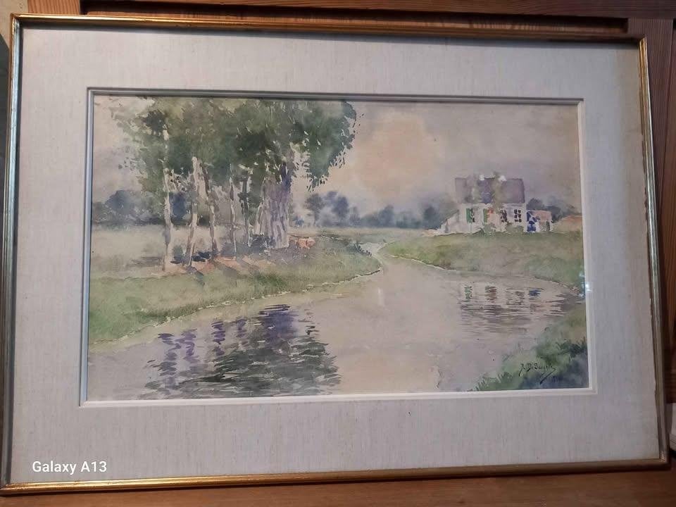 Tableau de A. de Saegher 1894, Enlèvement ou Envoi, Paysage, Toile