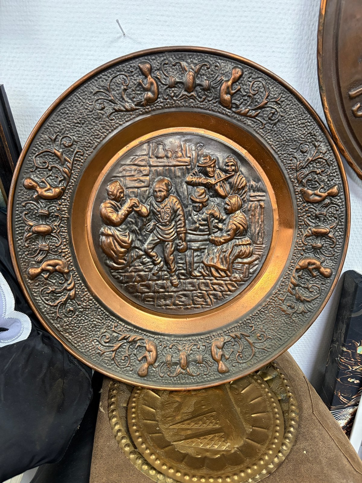 Vintage Hollandse koperen wandschotel – 45 cm, Ophalen