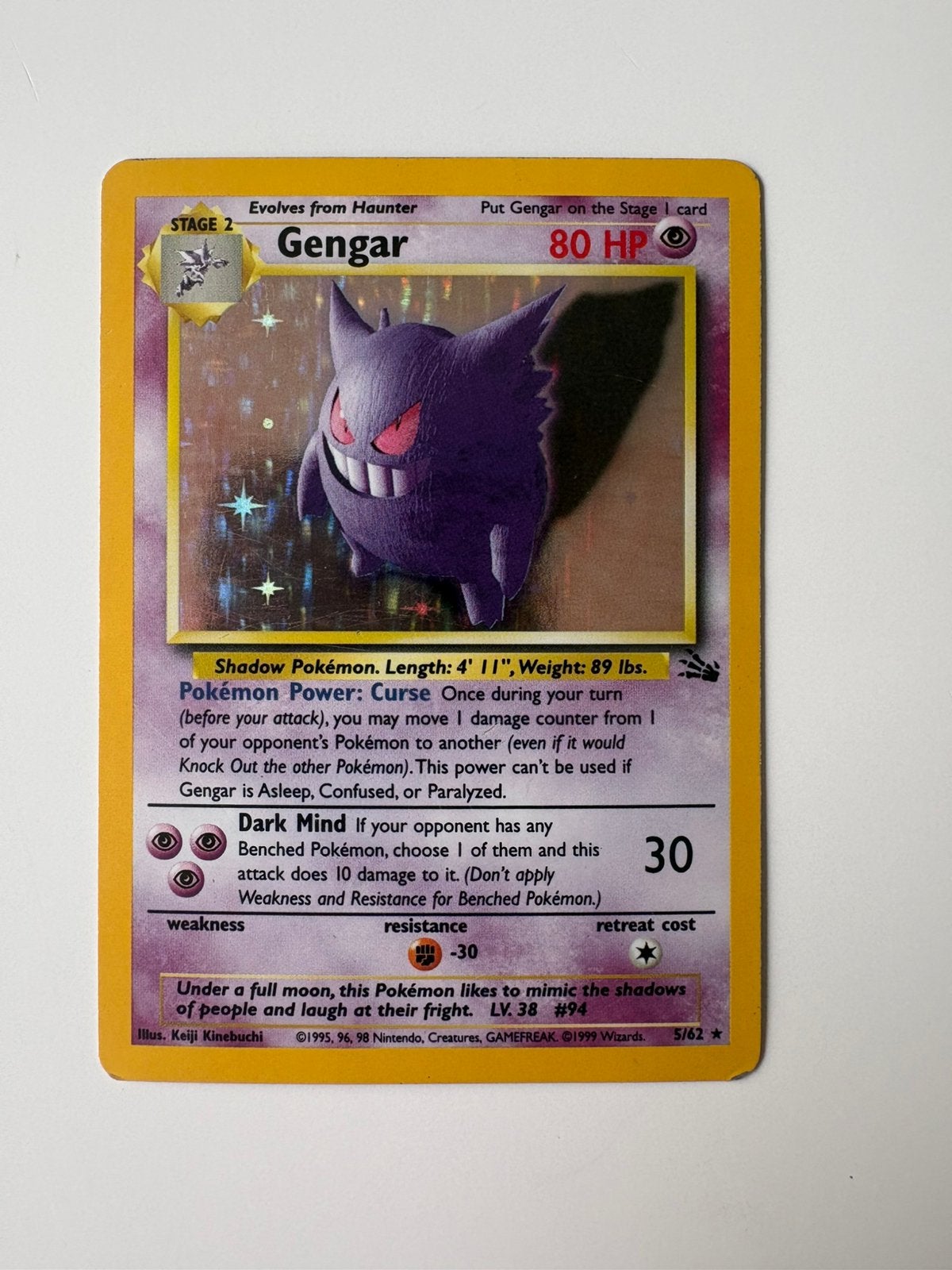 Gengar 5/62, Ophalen, Gebruikt, Losse kaart, Foil