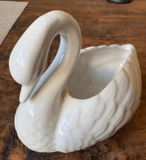 Vintage bloempot zwaan – Wit Keramiek – Portugees Aardewerk, Collections, Rétro, Maison et Meubles, Enlèvement ou Envoi