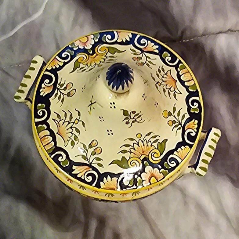 Pot en céramique antique vintage avec couvercle, rouen, 18cm, Enlèvement ou Envoi