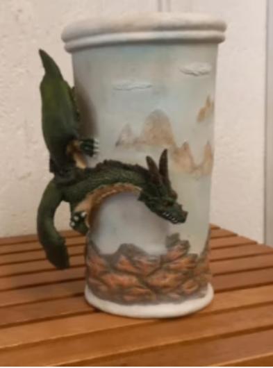 Beau grand vase en faïence avec dragon vert, Enlèvement ou Envoi