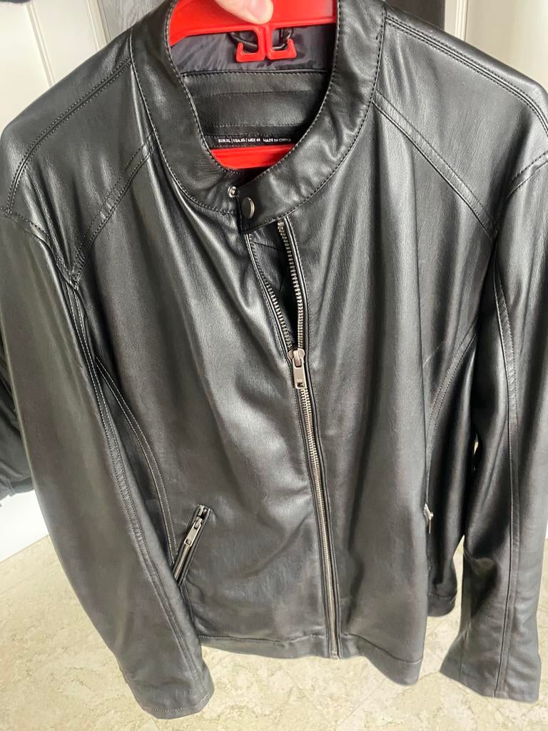 Zara Men leder vest jas, Verzenden, Zo goed als nieuw, Maat 56/58 (XL), Zwart