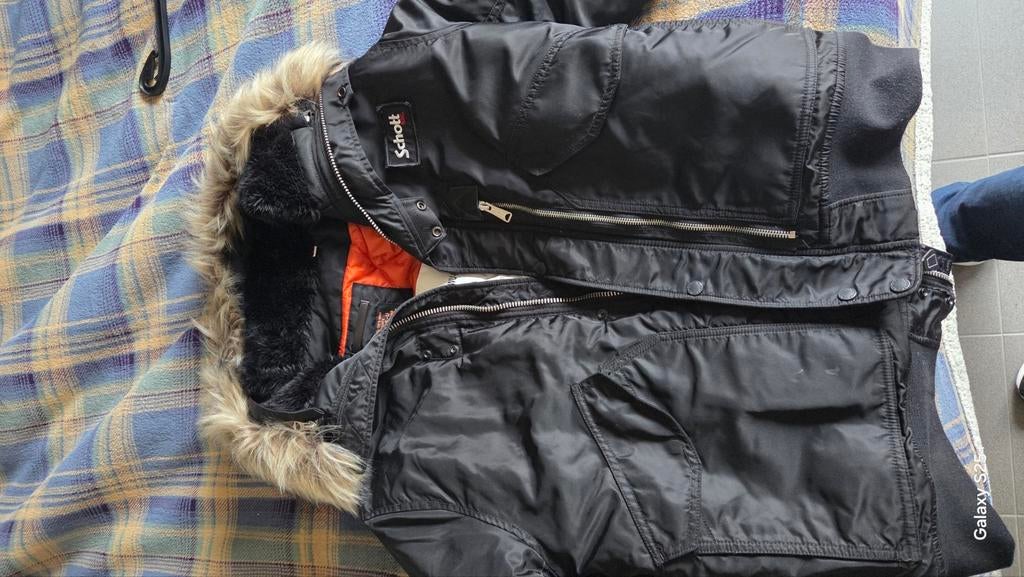 Schott bomber jas XL met pelsen afneembare kraag. NIEUWSTAAT, Enlèvement ou Envoi, Comme neuf