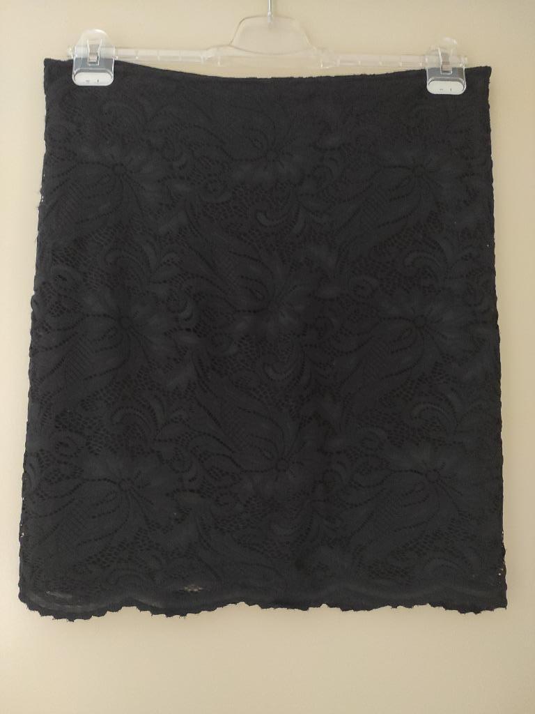 Rok zwart met kant, cassis, maat 42, Ophalen, Cassis, Zwart, Maat 42/44 (L)