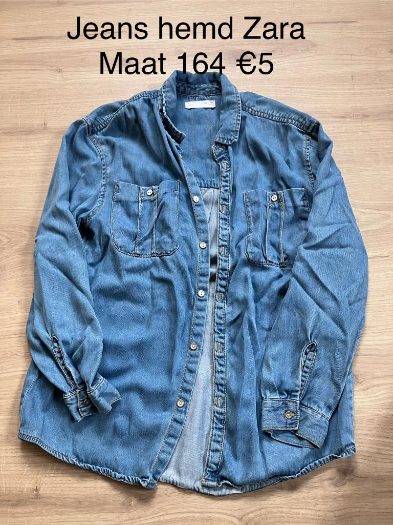 Jeans hemd Zara maat 164, Kinderen en Baby's, Kinderkleding | Maat 164, Meisje, Overhemd of Blouse, Ophalen of Verzenden, Zo goed als nieuw