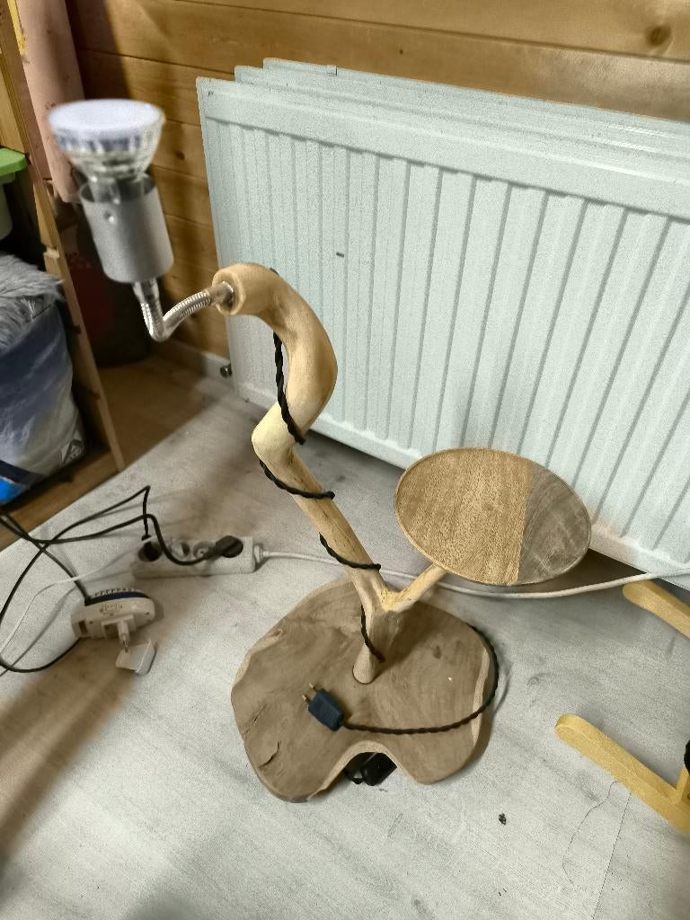 Unieke houten lamp, Ophalen, Nieuw, Hout, 50 tot 75 cm