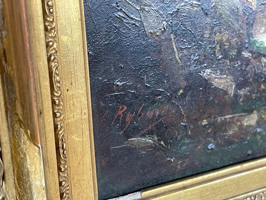 A. Ryban : Huile sur Panneau Homme dans une Barque 1877, Enlèvement ou Envoi