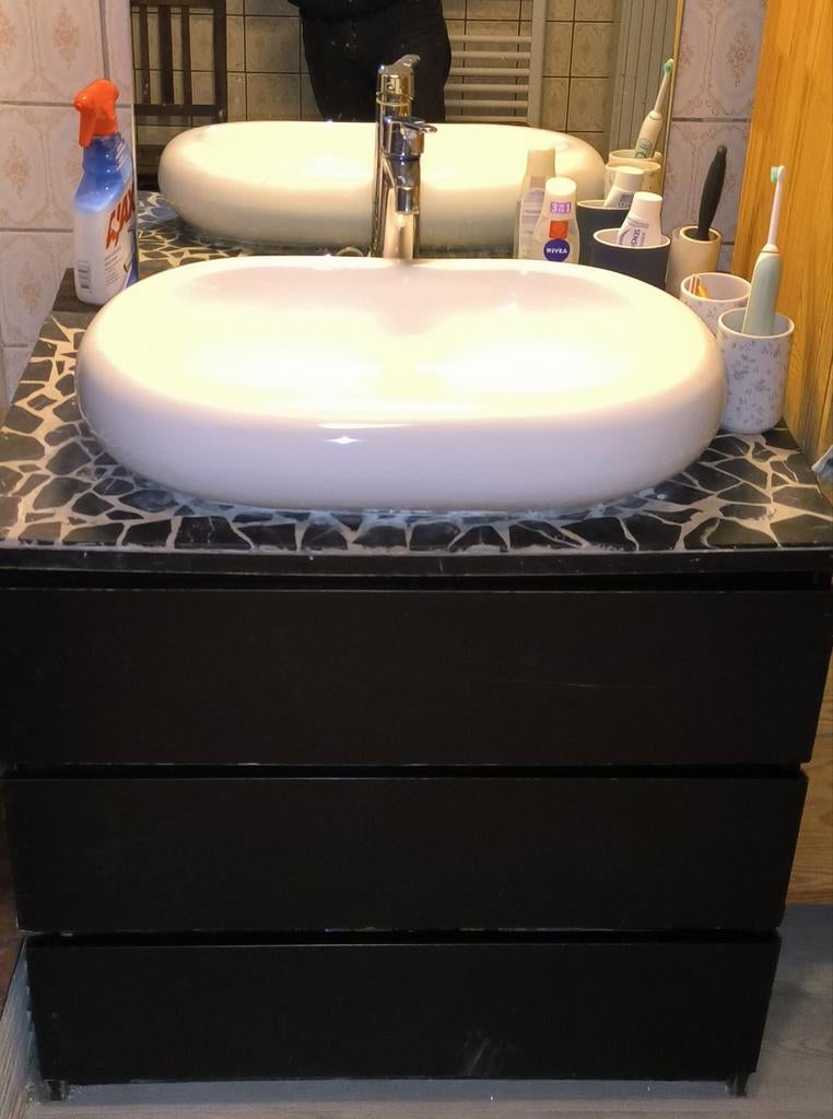 Lavabo vasque nickel avec siphon, Bricolage & Construction, Enlèvement, Lavabo