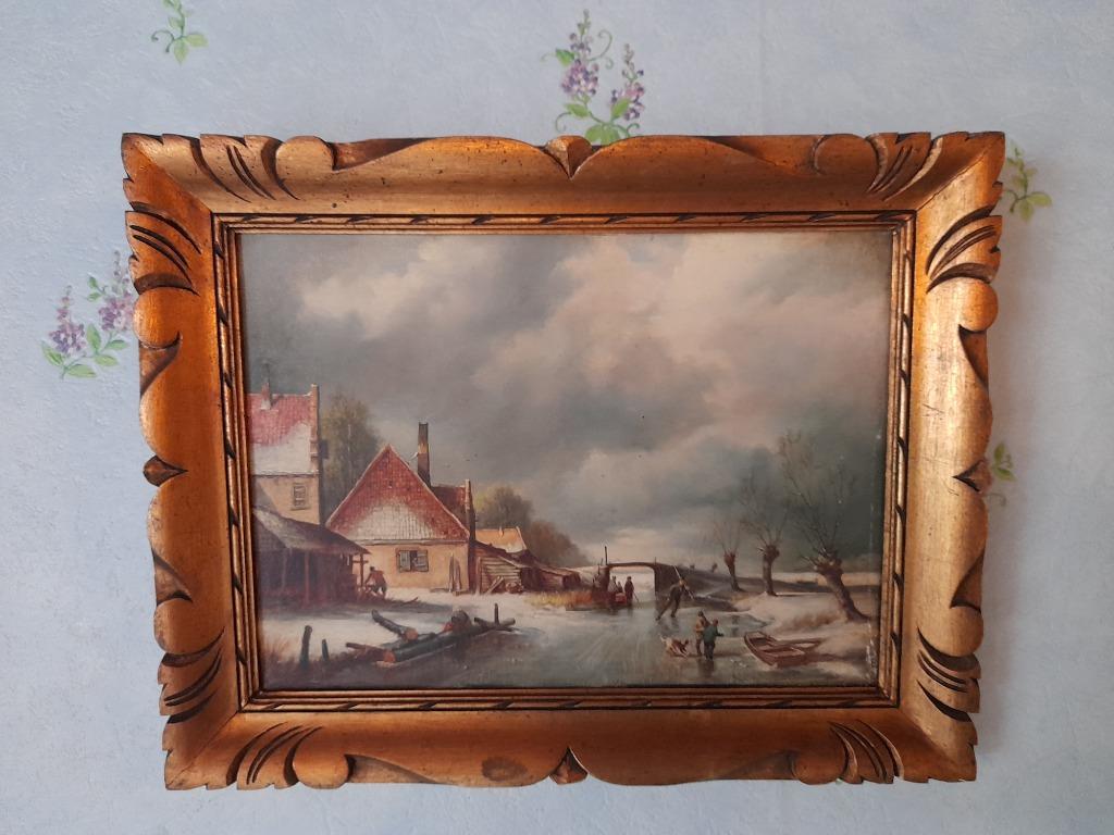Antiek schilderij Winterlandschap, Enlèvement