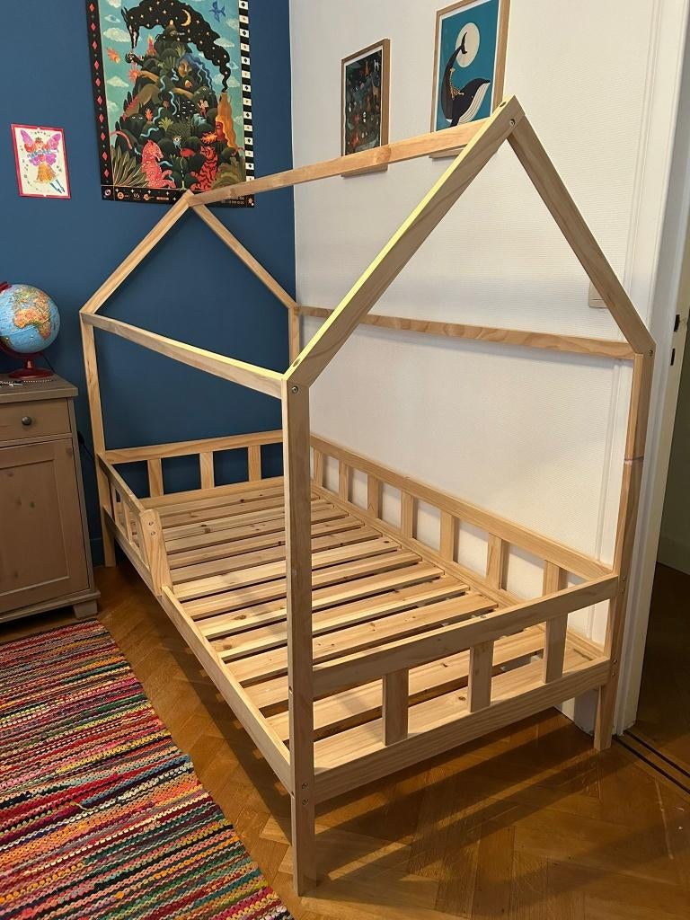 Lit Cabane Enfant, 85 à 100 cm, Sommier à lattes, Enlèvement, 180 cm ou plus