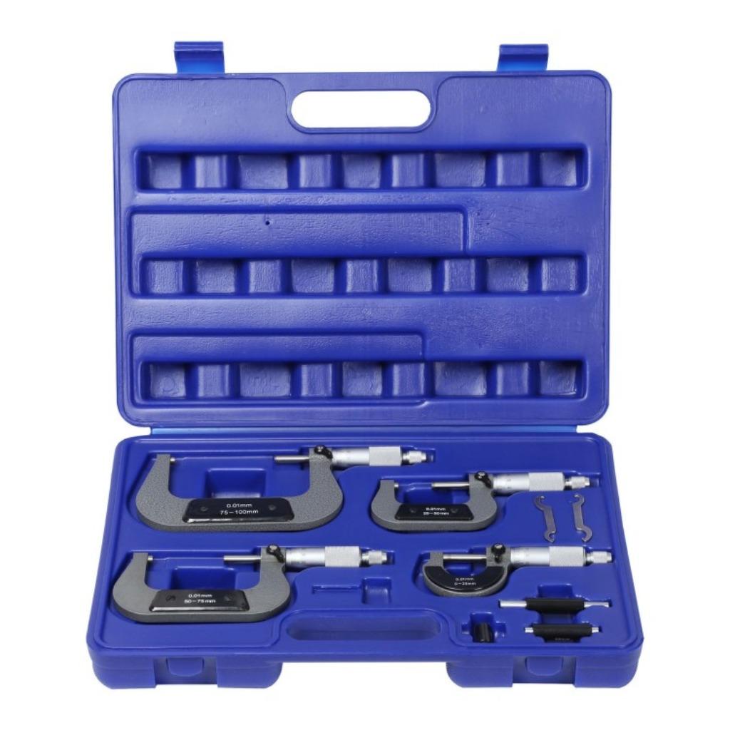 Set de micromètres extérieurs 0 à 100 mm 4 pièces, Envoi, Neuf