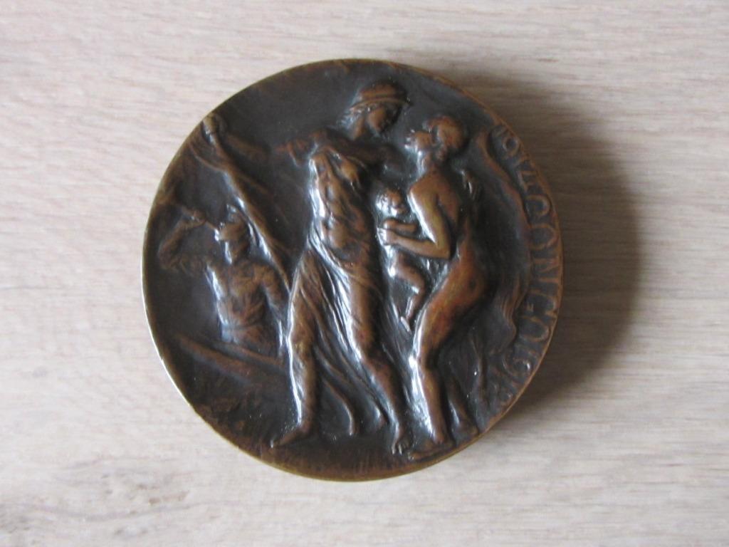 médaille Congo Belge 1914 - 1918 Frans Huygelen bronze Ø 9cm, Enlèvement ou Envoi, Bronze