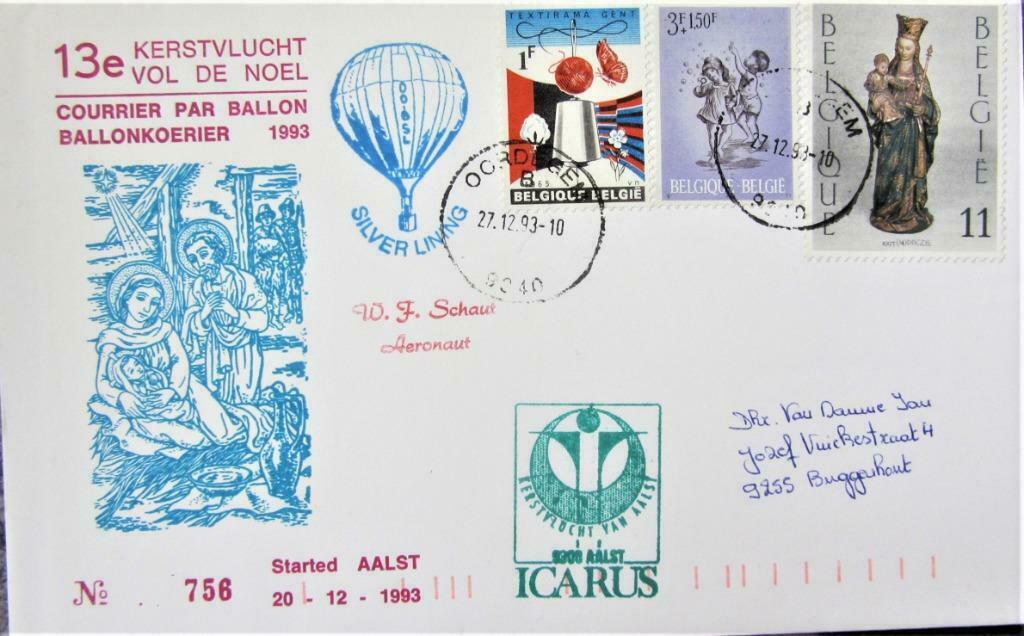 POSTZEGELS BELGIË- BALLONPOST OP GROTE COVER-  OORDEGEM, Enlèvement ou Envoi, Affranchi, Autres thèmes
