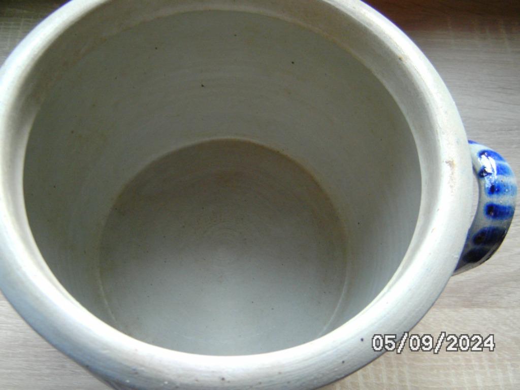 Een vuurvaste pot met blauwe motieven en met twee handvatten, Ophalen of Verzenden, Zo goed als nieuw, Kom(men), Overige stijlen