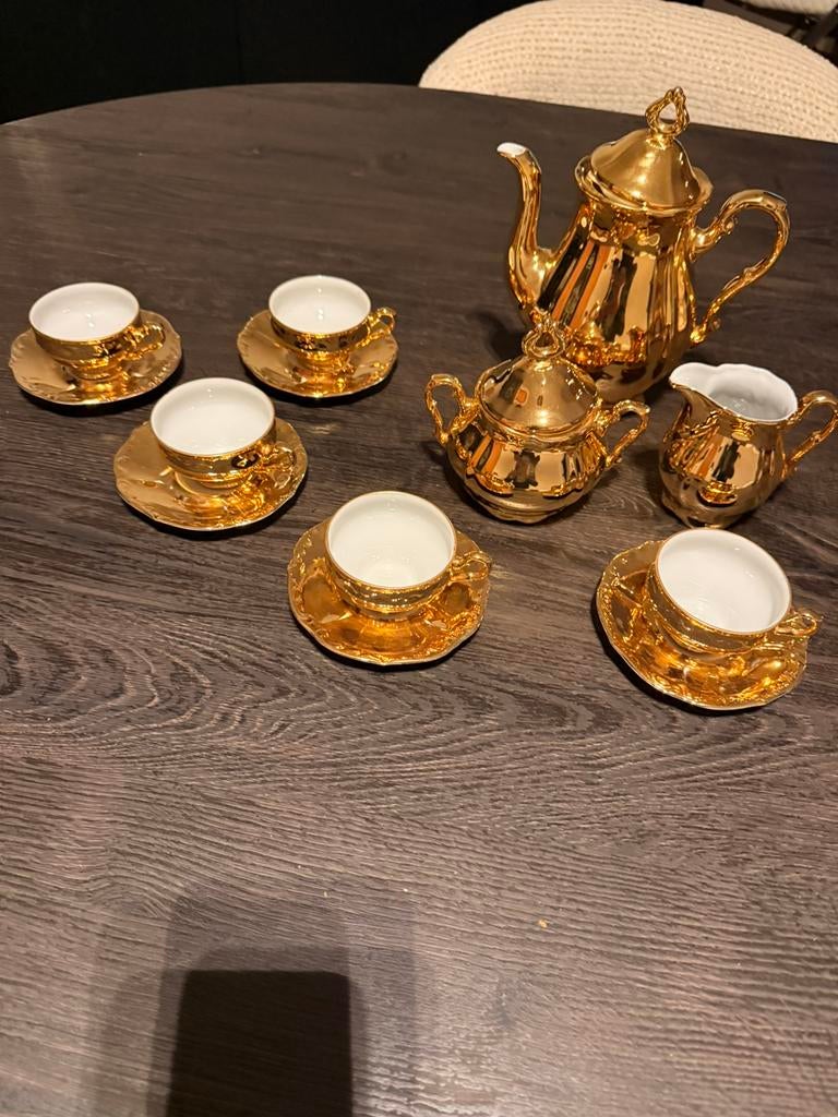 Vintage Bavaria Winterling goud koffieservies compleet, Enlèvement