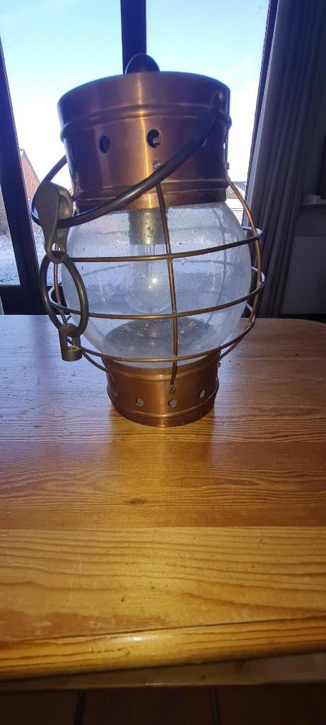 Lampe en cuivre, Ophalen, Gebruikt, Glas