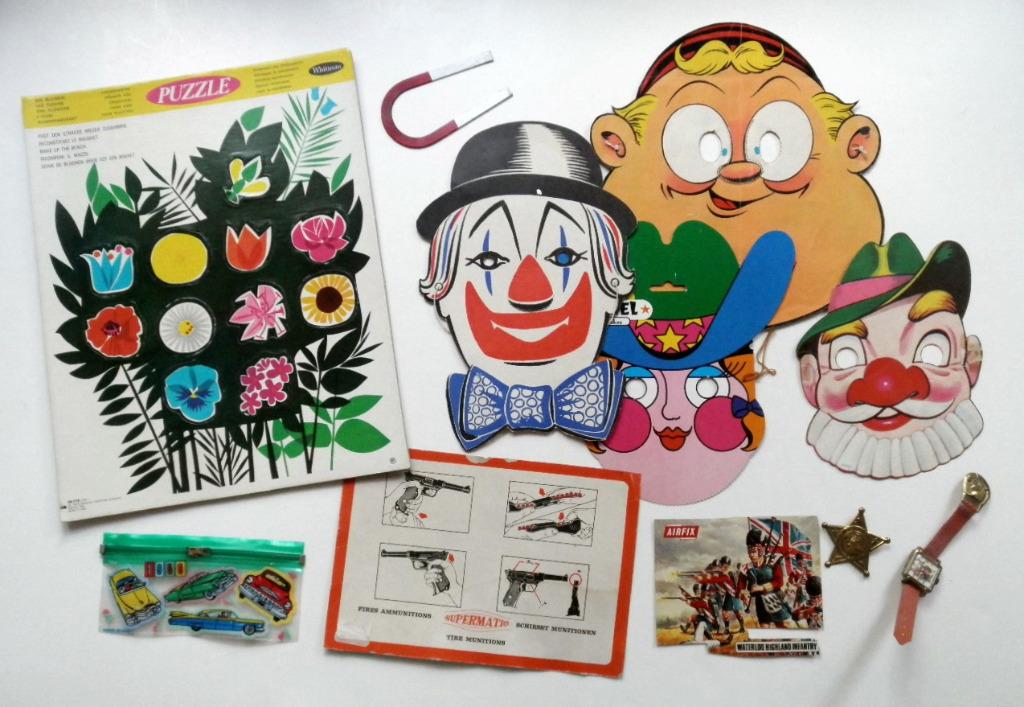 Lot jouets vintage - western masques puzzle cars Airfix, Ophalen, Gebruikt