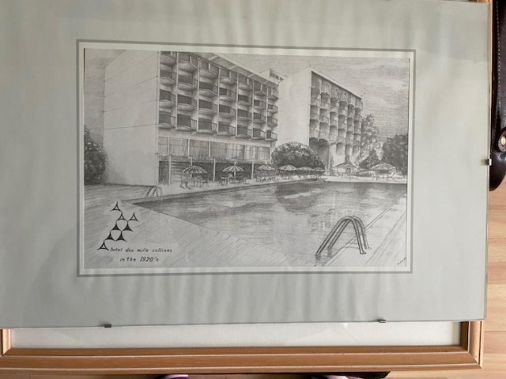 Sabena ,Tekening Hotel des Mille Collines Rwanda !, Antiek en Kunst, Ophalen of Verzenden