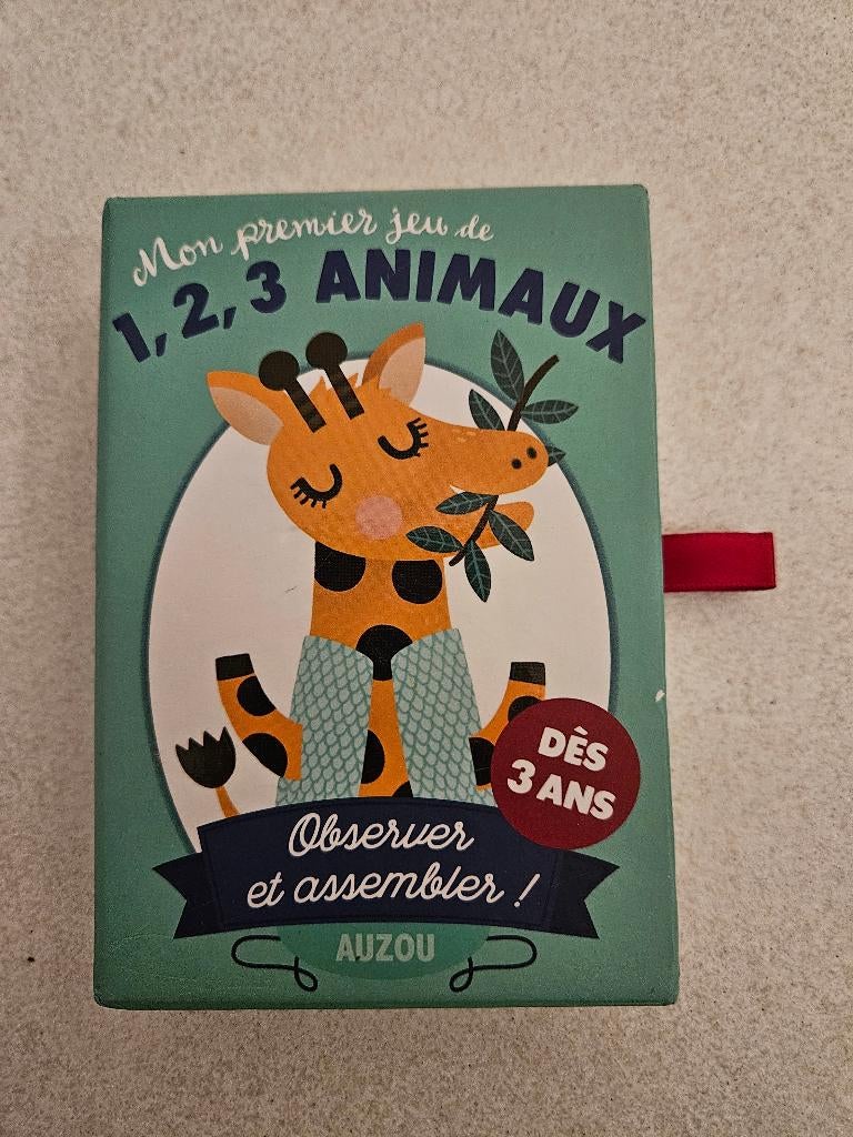 Jeu Auzou 1,2,3 animaux, Trois ou quatre joueurs, Enlèvement, Comme neuf