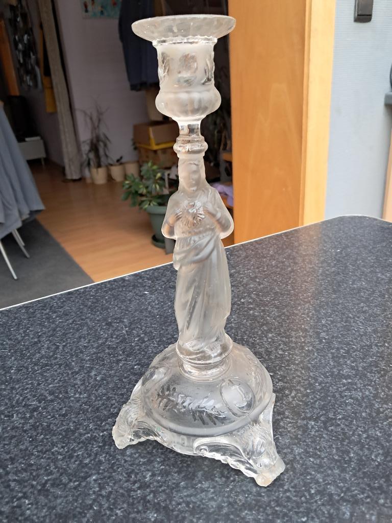 Kandelaar kristal Jezus 29 cm hoog, Ophalen of Verzenden, Kristal