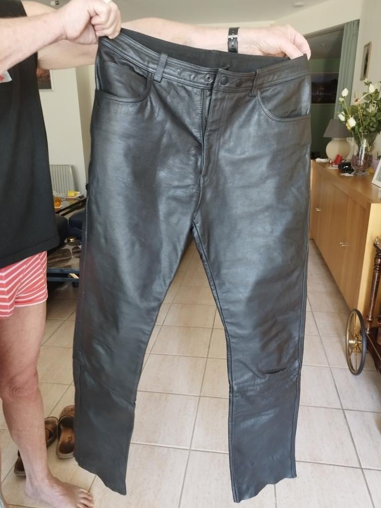 Lederen broek maat 54, Kleding | Heren, Broeken en Pantalons, Ophalen, Nieuw, Maat 52/54 (L), Zwart