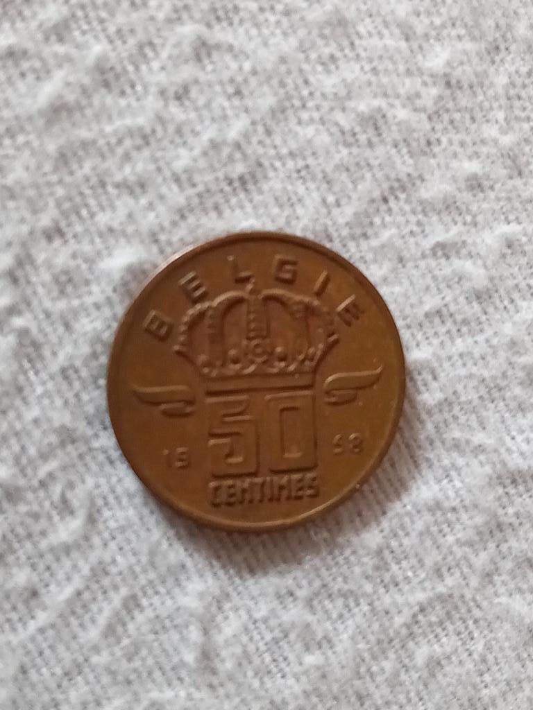 50 cent in 1958, Postzegels en Munten, Ophalen of Verzenden, Brons, Losse munt