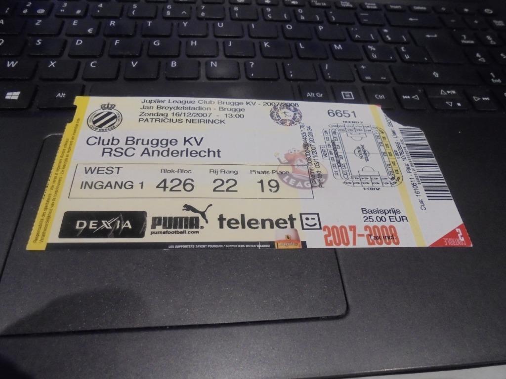 ingangsticket Club Brugge - Anderlecht, Ophalen of Verzenden, Gebruikt, Poster, Plaatje of Sticker