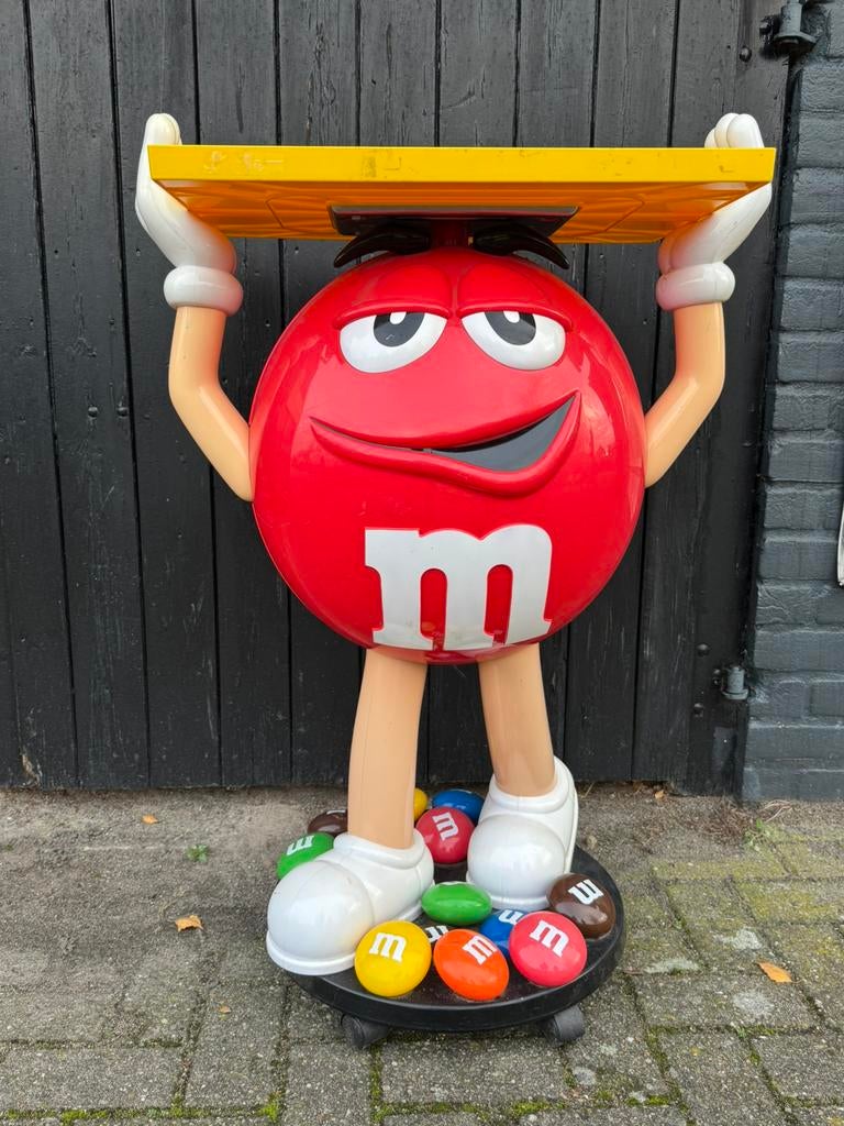 M & M Rode reclame winkel display, Verzamelen, Ophalen, Gebruikt, Reclamebord