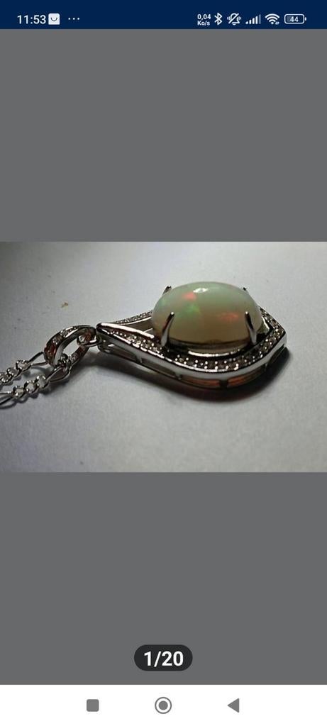 Beau pendentif en argent massif avec opale d'Éthiopie, Enlèvement ou Envoi, Neuf, Argent, Argent