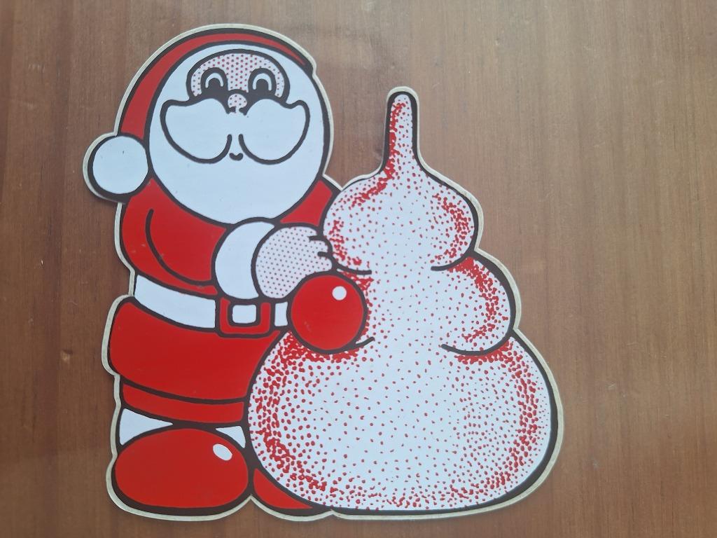 Vintage sticker kerstman, Verzamelen, Ophalen of Verzenden, Gebruikt, Overige typen