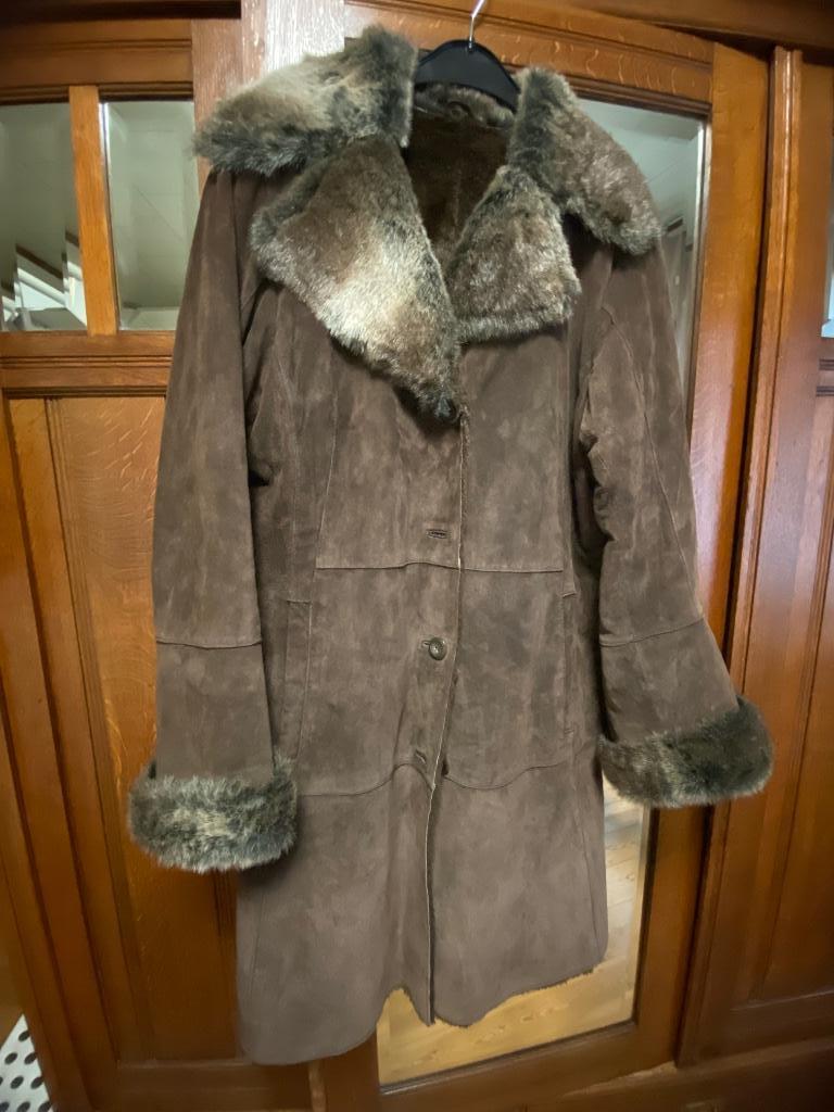 Manteau long cuir porc, Enlèvement, Comme neuf, Taille 42/44 (L), Brun