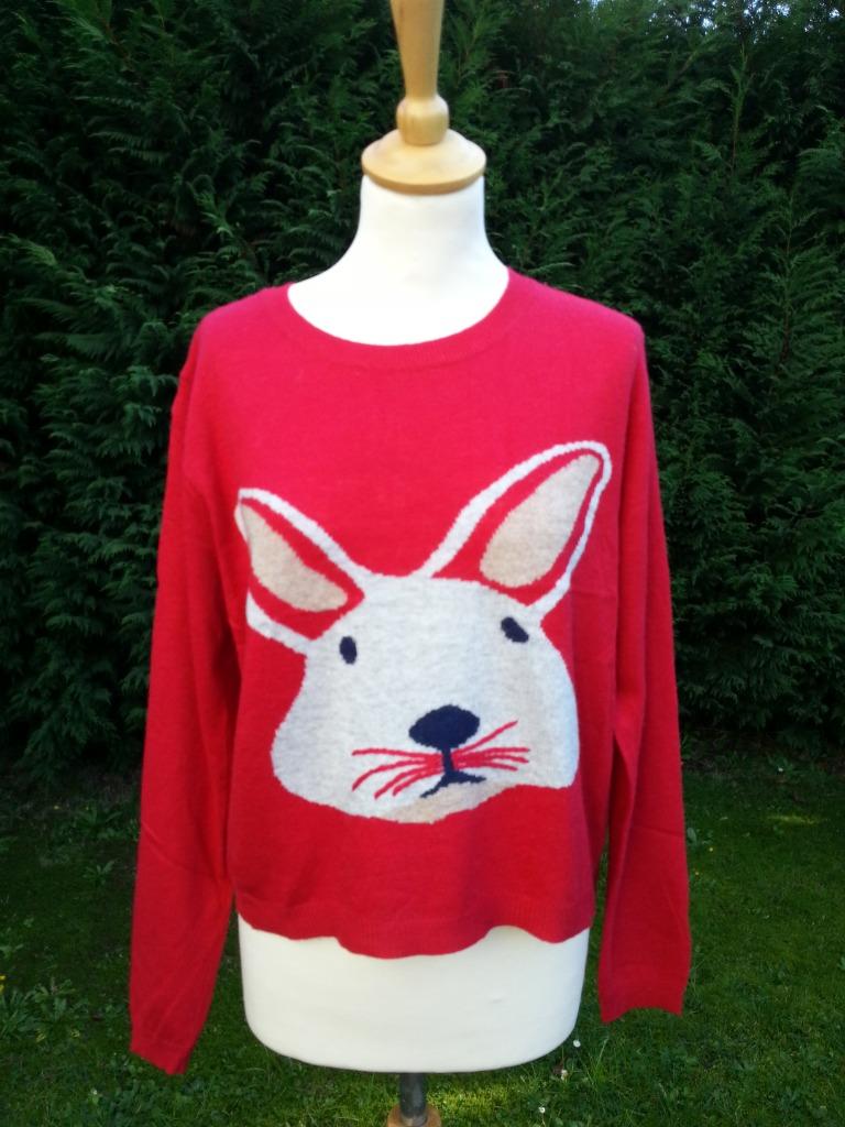 losse korte leuke trui 2 splitjes rood / konijn NIEUW, Kleding | Dames, Truien en Vesten, Nieuw, Maat 38/40 (M), Rood, Ophalen of Verzenden