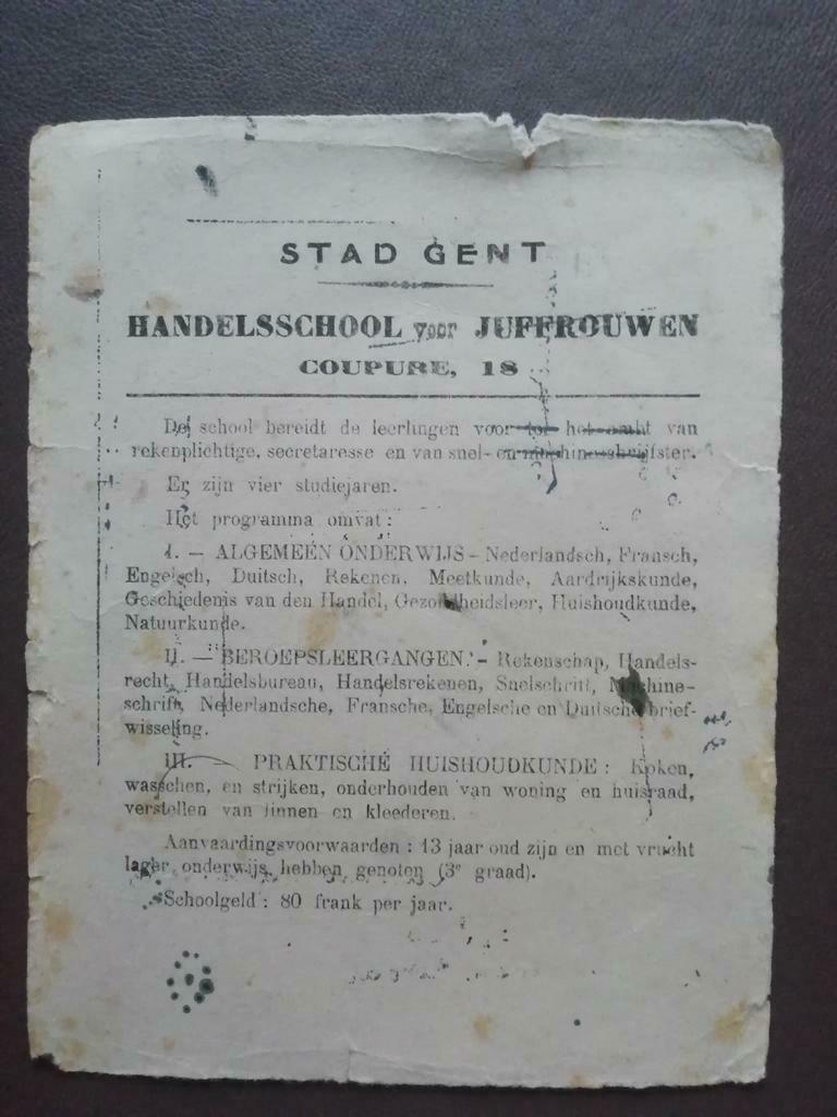 Vieux papier à rouler (buvard) Handelsschool Coupure Gent, Enlèvement ou Envoi, Utilisé