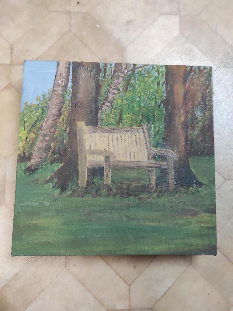 schilderij Bank, Minder dan 50 cm, Ophalen of Verzenden, Zo goed als nieuw, Schilderij