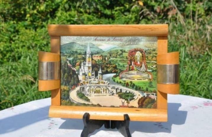 § plateau art deco bois metal lourdes, Enlèvement ou Envoi