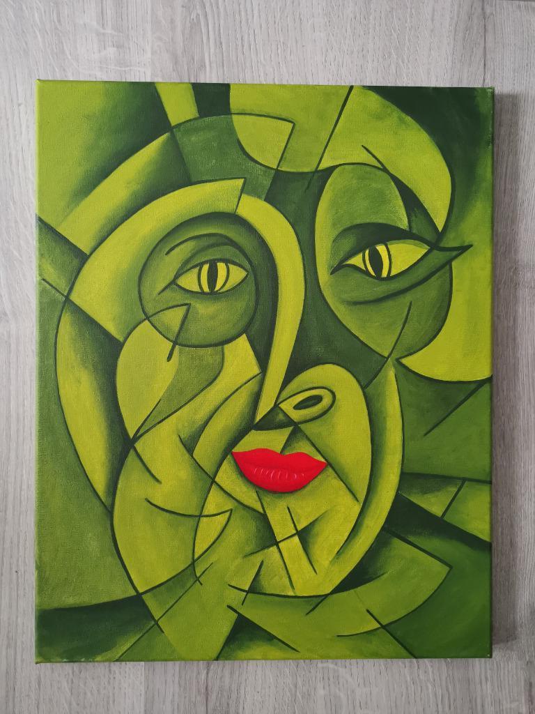 Modern schilderij - kubisme - complementaire partner gezocht, Antiek en Kunst, Kunst | Schilderijen | Modern, Ophalen
