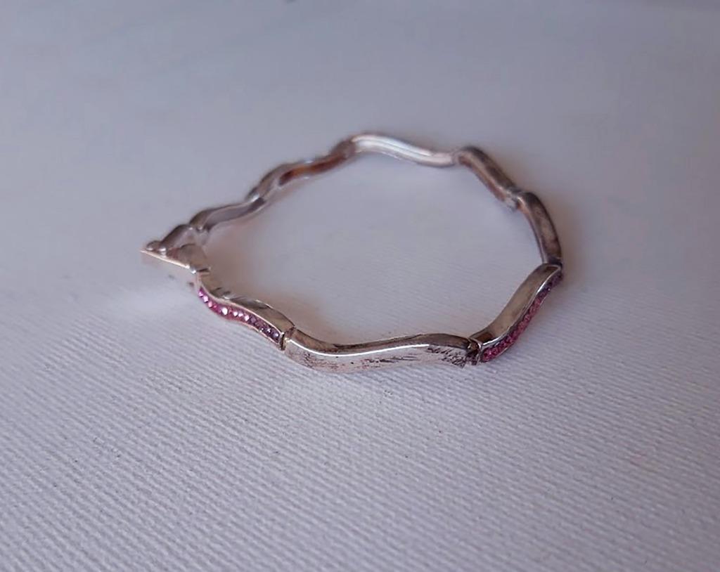 .925 Sterlingzilver armband 56 rond geslepen roze kristallen, Handtassen en Accessoires, Armbanden, Met kristal, Verzenden, Nieuw
