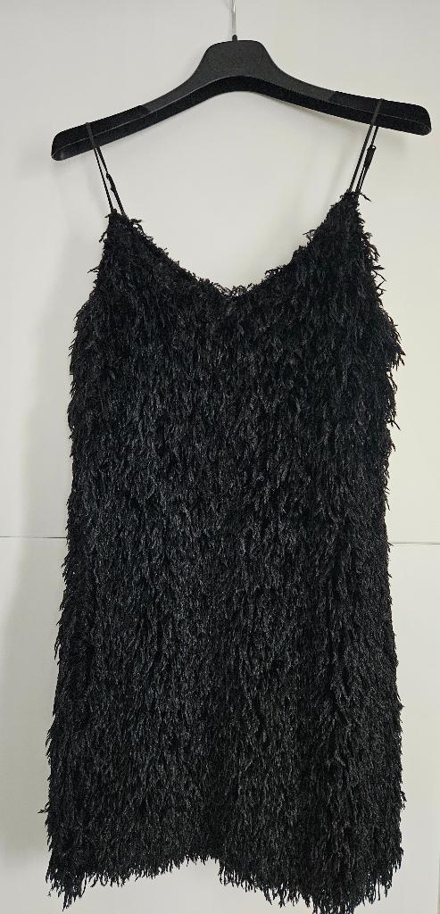 Vila Black Feathered Dress maat40, Zwart, Vila, Nieuw, Boven de knie