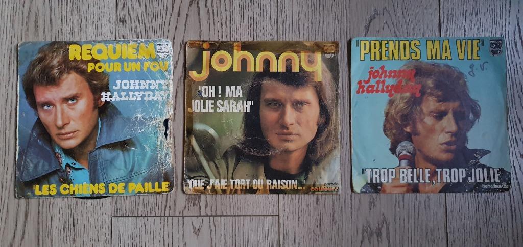 3 Vinyles de Johnny Hallyday (7" - 45 tours), Enlèvement ou Envoi, Utilisé, Autres formats