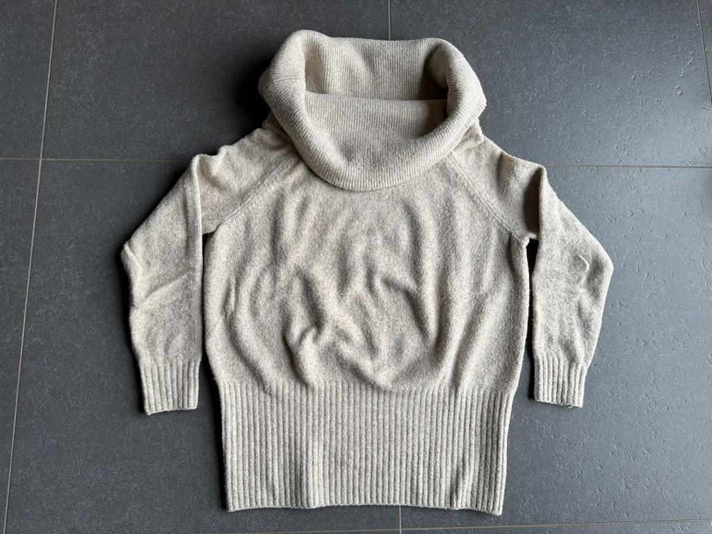 Beige gebreide coltrui met grote kraag H&M maat M, Maat 38/40 (M), H&M, Beige, Ophalen of Verzenden